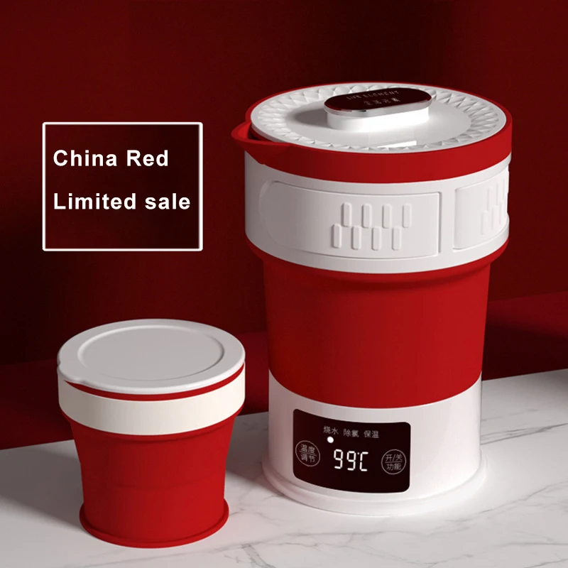 

Electric Water Kettle Portable Silicone Folding Kettle Hidden Handle Mini Insulation Kettle 110V-240V Adjustable Temperature