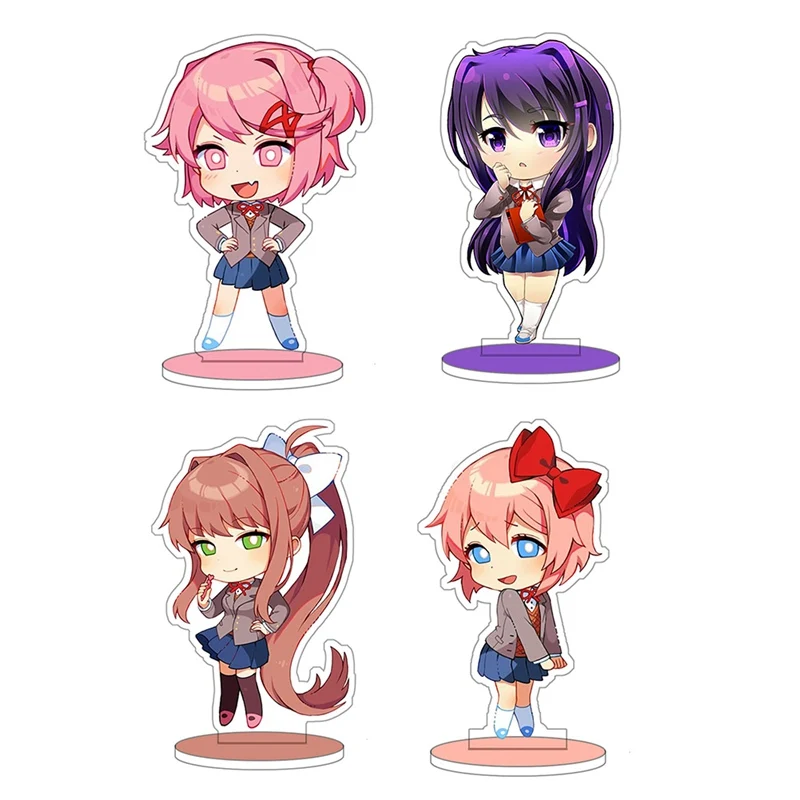

Literature Club Kawaii FunToy Figure Double Side Keychain Keyring Stand Toy Collection Model Plate Decor Gift