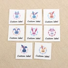 Металлические ярлыки для одежды, 96 пользовательских ярлыков, с логотипом или текстом, с кроликом, именные ярлыки для детей, наклеиваются утюгом (TB0078)
