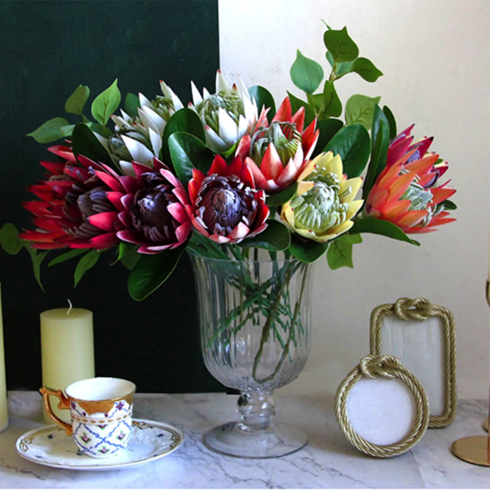 Искусственные цветы с одной веткой имитирующие растения монарха лотос шелковые