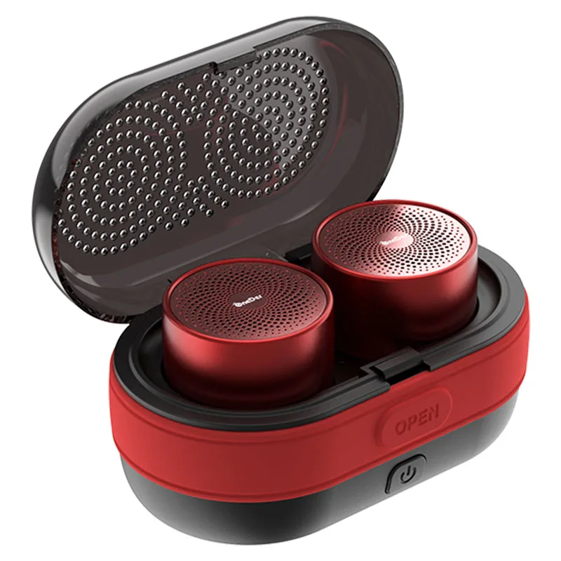 

Oneder V17 Bluetooth Speakers TWS Portable Mini Speaker 3D Stereo Desktop Subwoofer with Charging Case(Red)