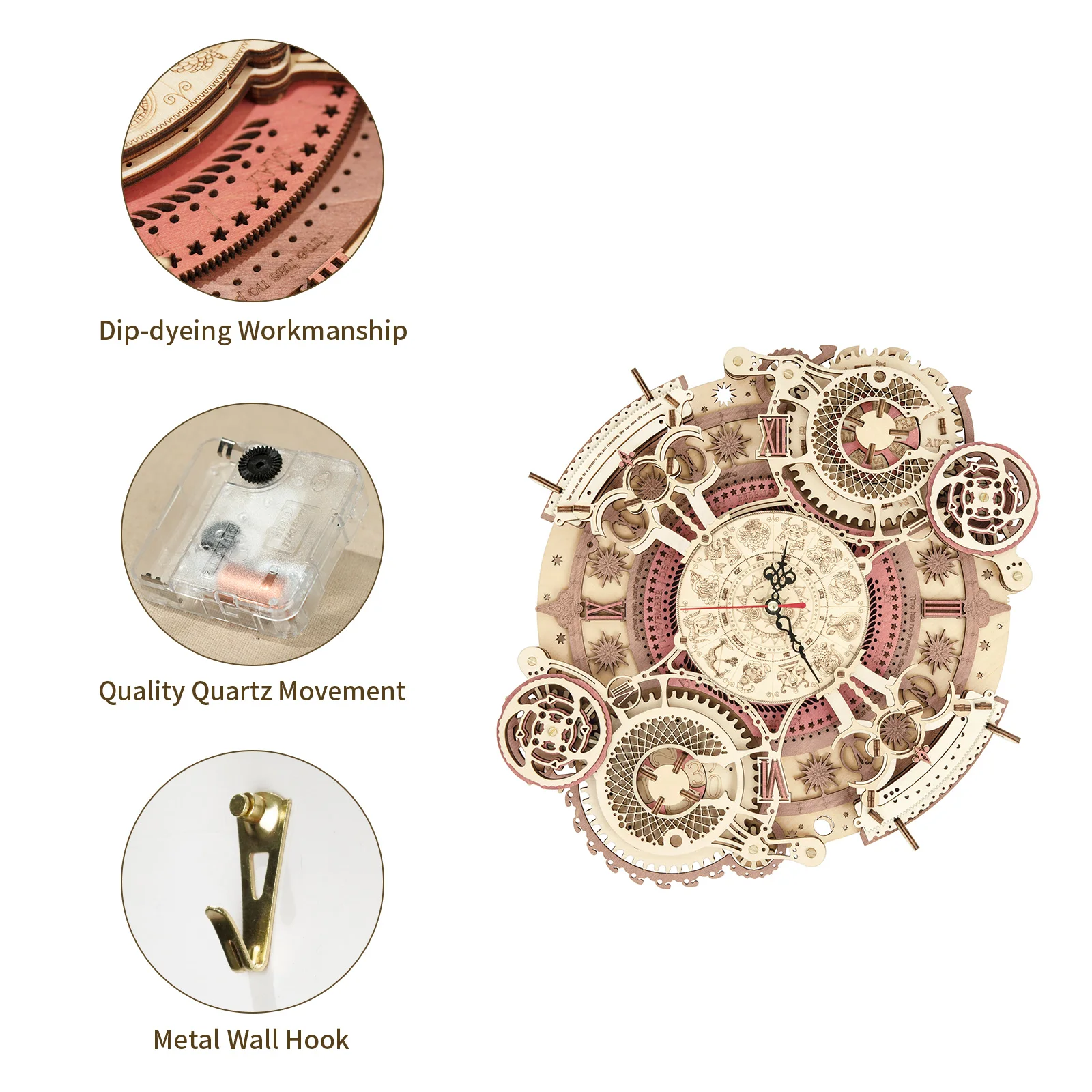 Robotime ROKR LC601 Настенные часы со знаком зодиака 3d деревянная головоломка модель