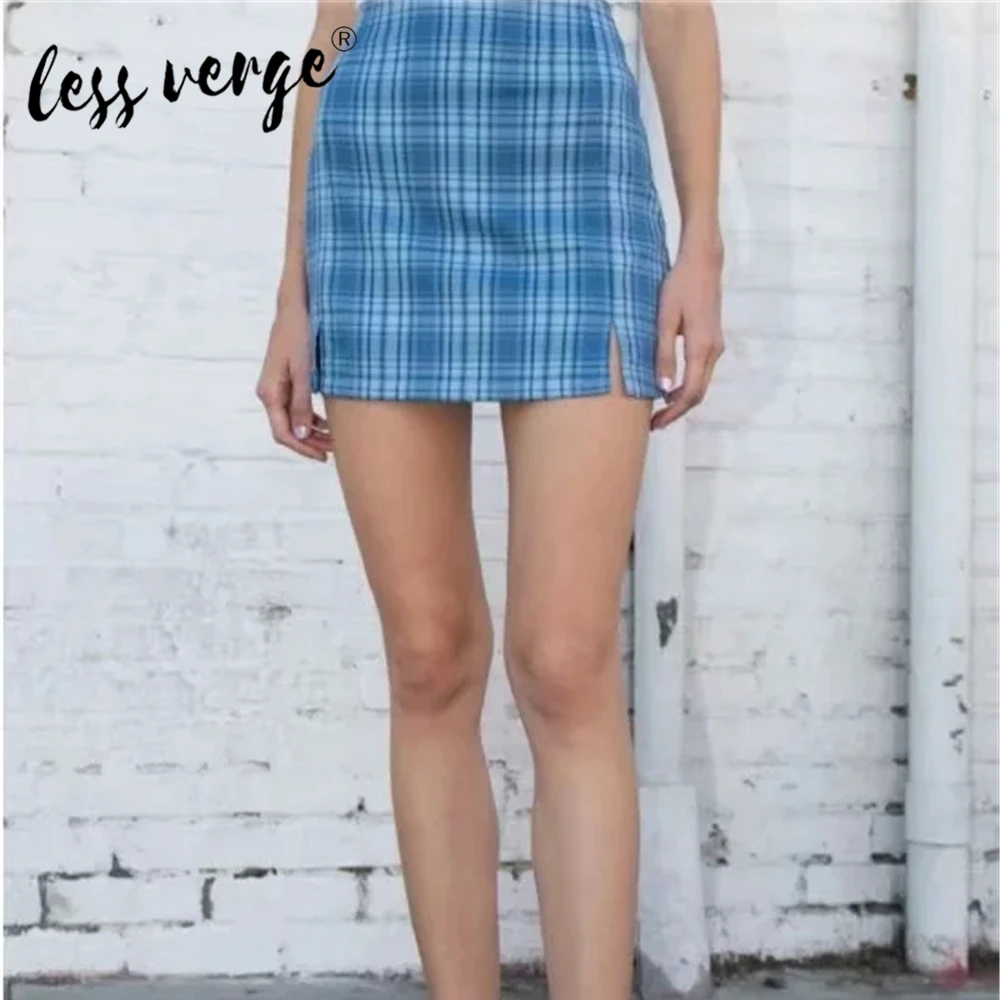 Новая модная женская юбка Lessverge с высокой талией в клетку повседневная уличном