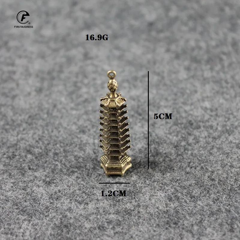 Медная пагода статуэтки в стиле ретро латунная китайская фэн шуй 9 слойная башня