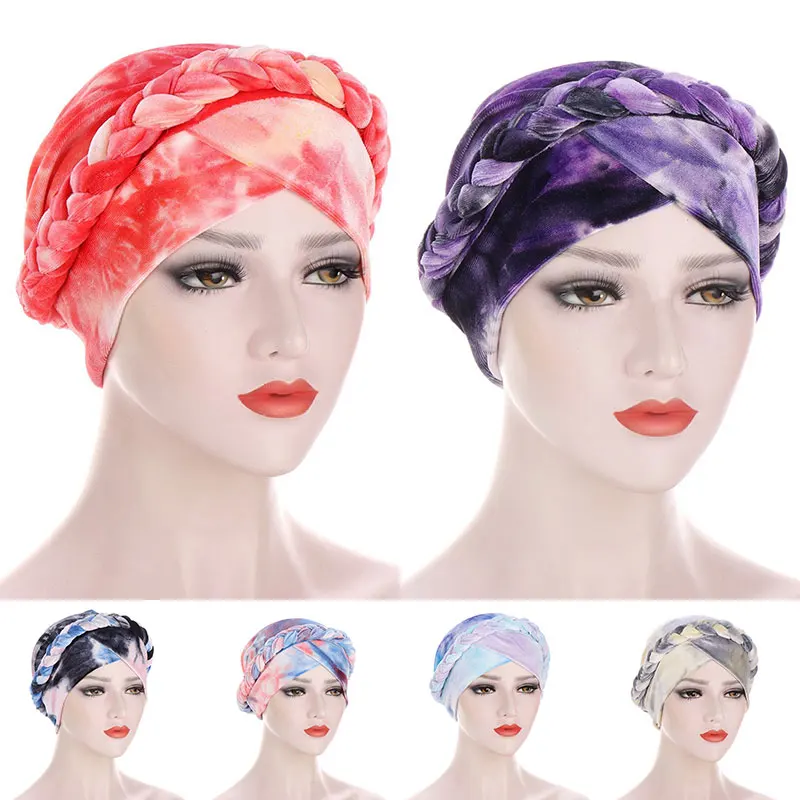 Мусульманский тюрбан с принтом Tie Dye цветной головной убор ночная Кепка