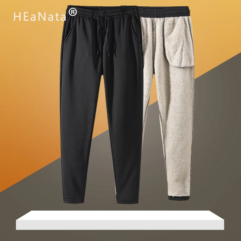 Зимние теплые флисовые штаны для бега мужские повседневные облегающие брюки