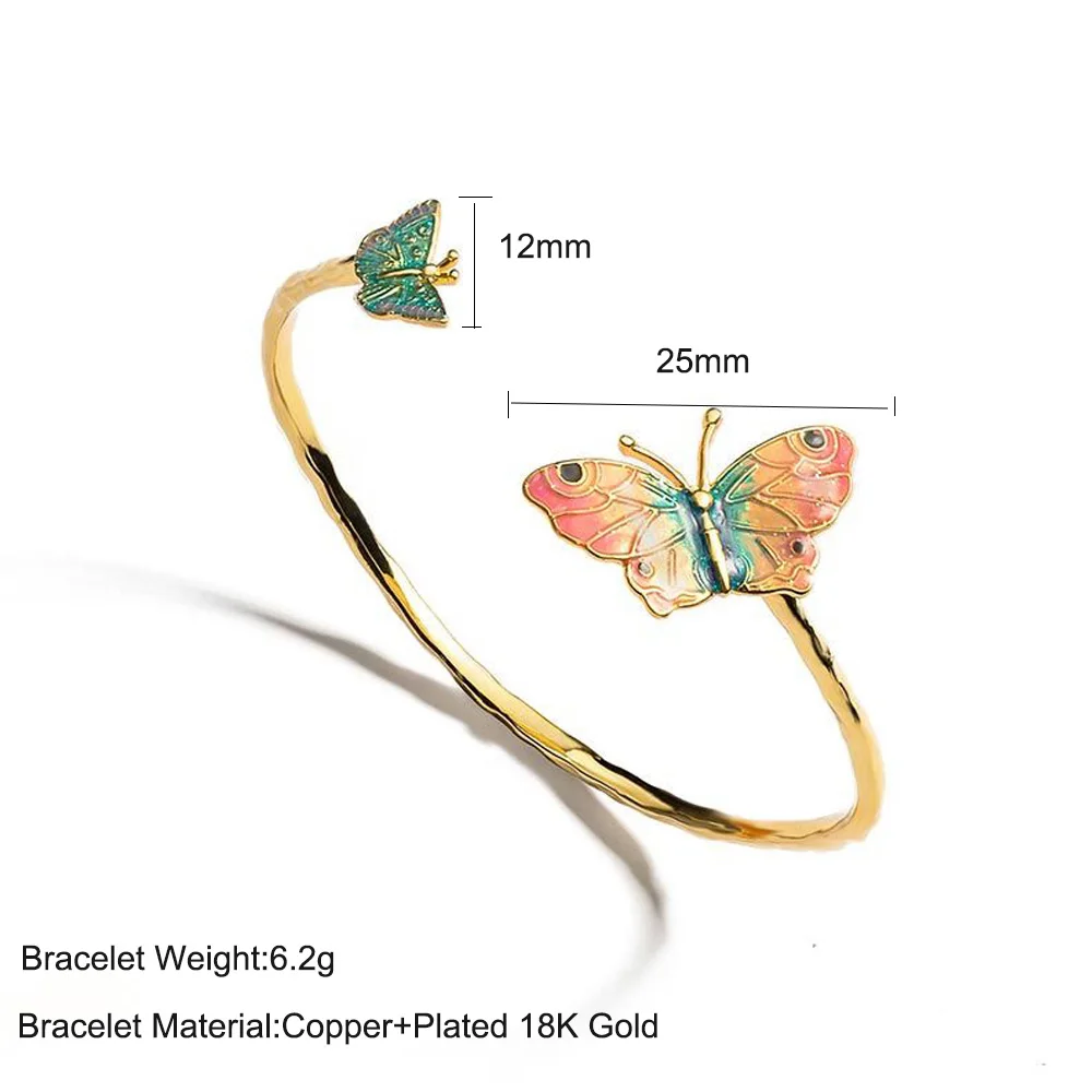 

Women Colorful Enamel Butterfly Adjustable Opening Ring Resizeable Engagement Pearl Finger Luxurious Jewelry Dropshipping