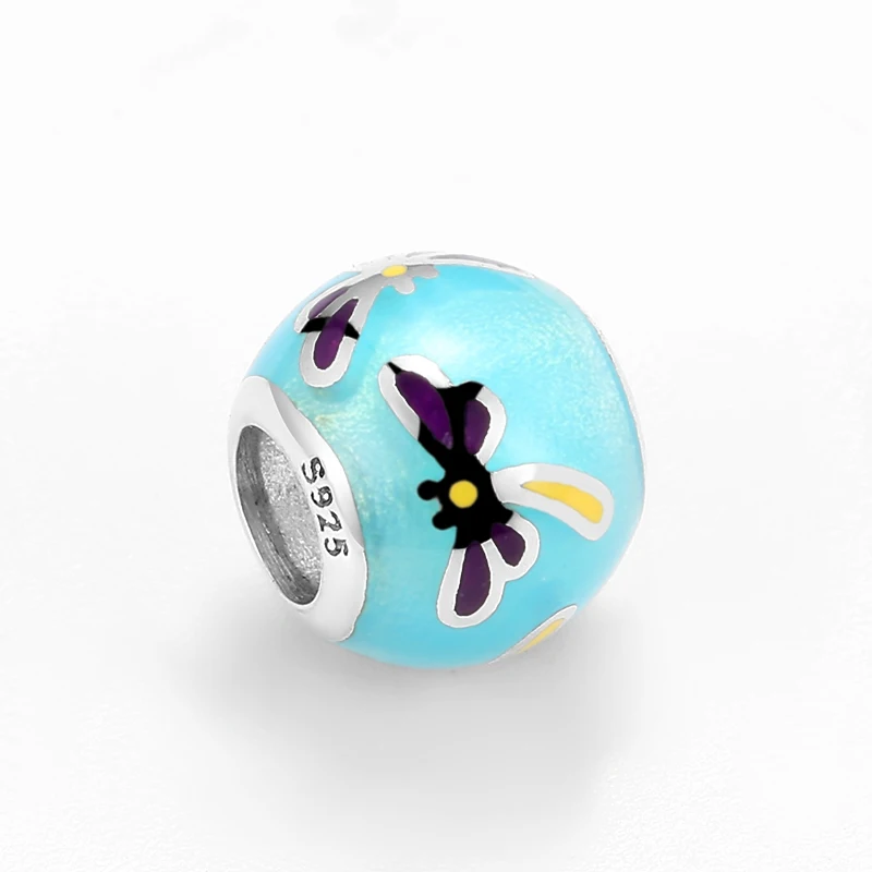 Изящные цветные бусины из серебра 925 пробы с бусинами в форме стрекозы