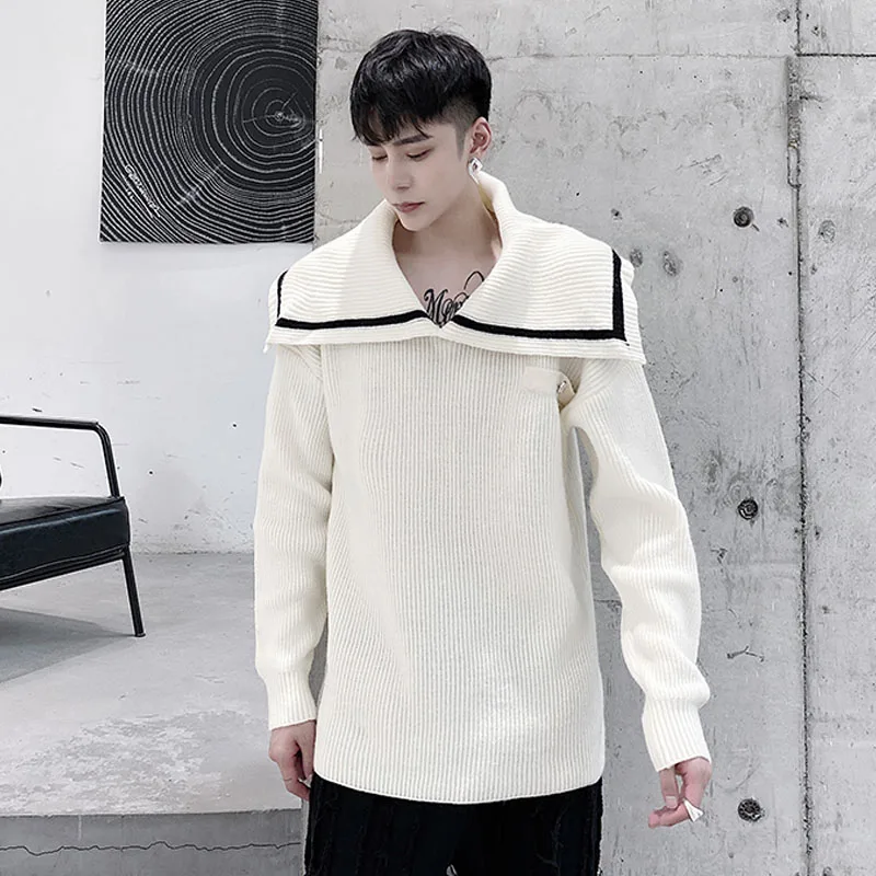 

Men Navy Collar Casual Thick Autumn Winter Pullover Sweater Male Women Streetwear Vintage Couple Kintted Sweater
