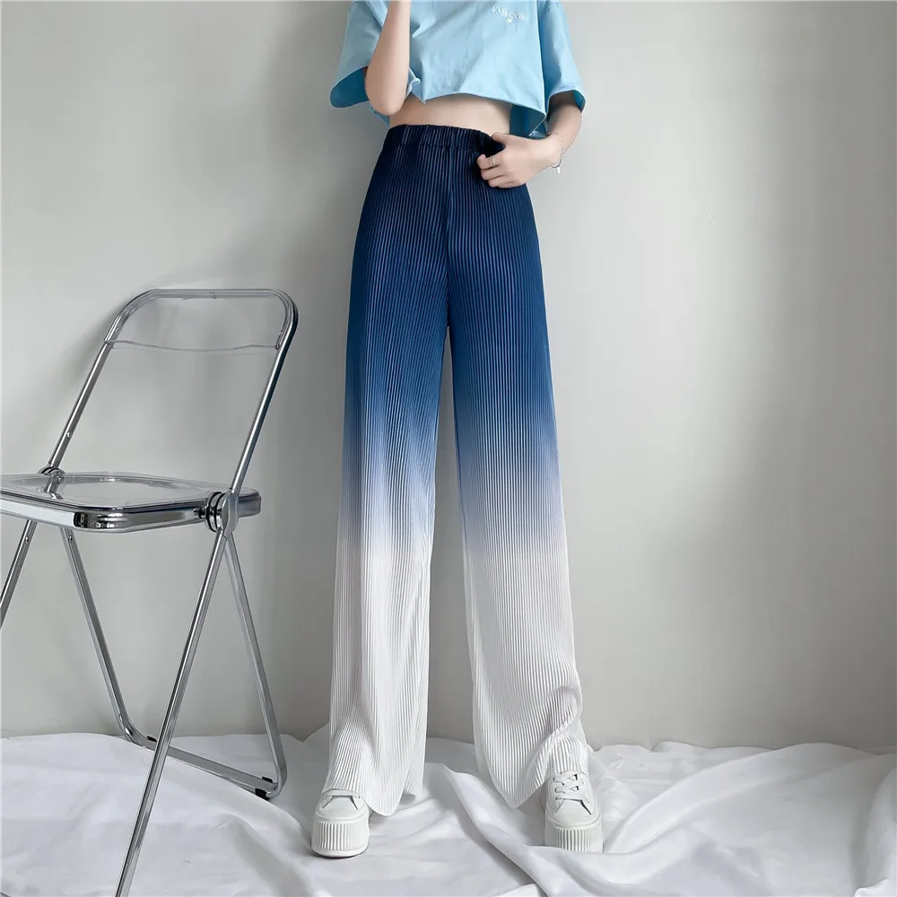 

Брюки женские с широкими штанинами и завышенной талией, повседневные драпированные штаны с градиентной окраской, уличная одежда в стиле Ха...