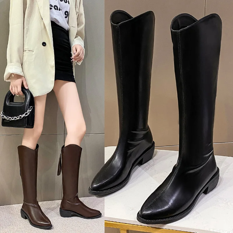 

Женские зимние сапоги, женская обувь с круглым носком, Осенние привлекательные сапоги до бедра на высоком каблуке, женские резиновые Сапоги...