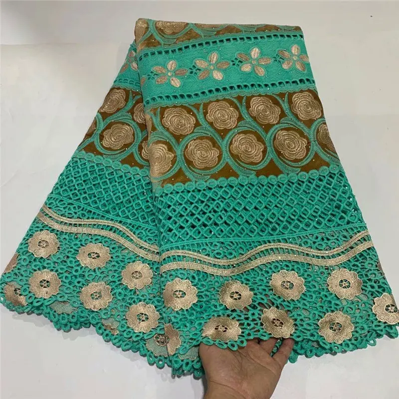 

2021 High Quality African Lace Fabric With Stones African Guipure Lace Fabric Embroidery Nigerian Net Lace For Women Dress