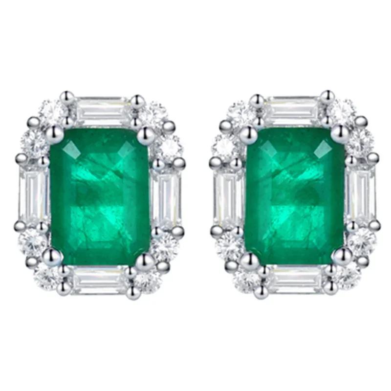 

18K platinum plated Mossan Diamond Red Diamond Emerald long Diamond Earrings simple 3 carat rock sugar Earrings