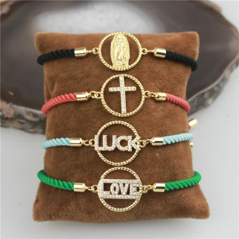 10 шт./лот новый дизайн cz браслет позолоченный религия/Крест/удача/Любовь Форма