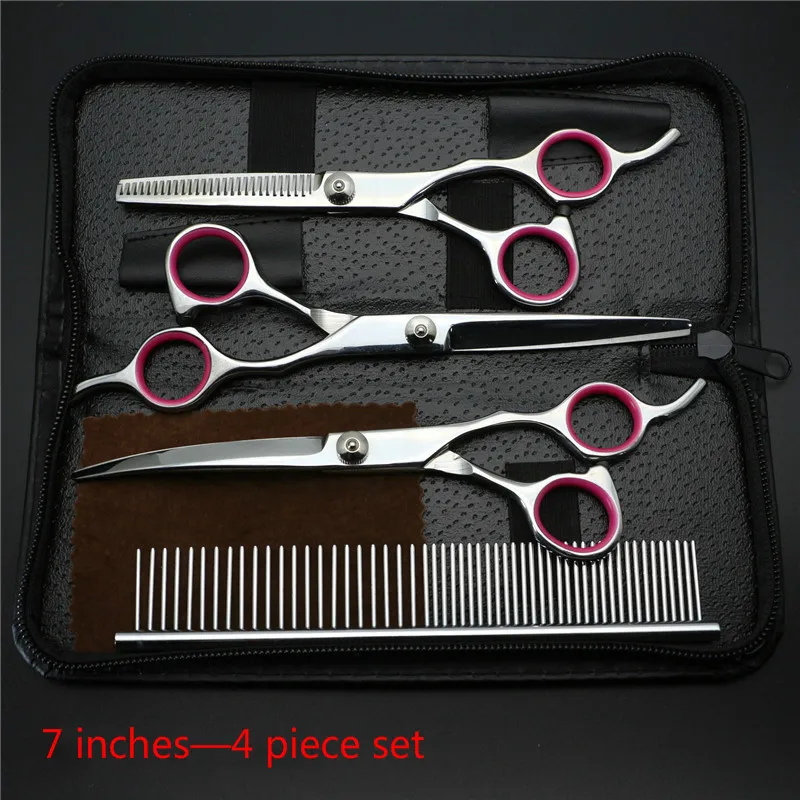

New Products 7inch Color Pet Hair Scissors Set Dog Grooming Tools Straight Cut Curved Comb Shears Cat