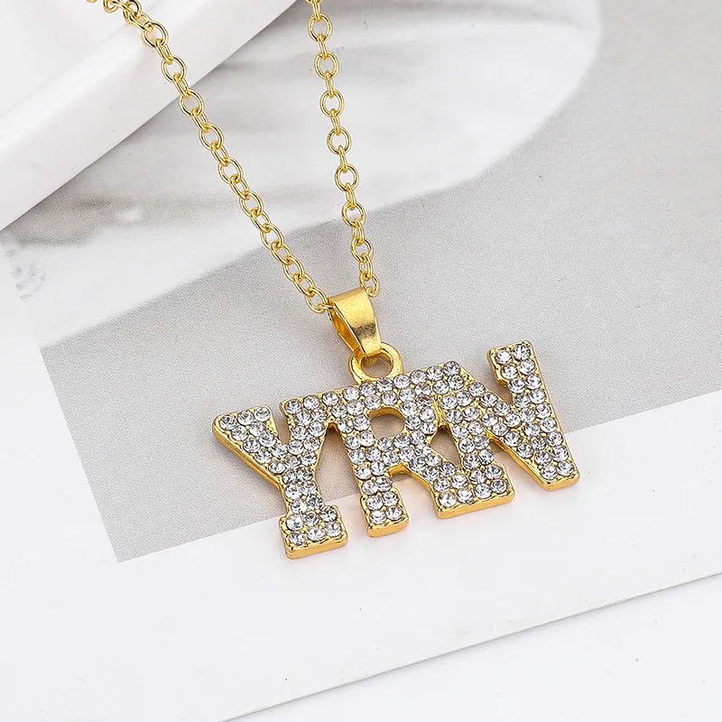 Модные стразы YRN ожерелья с буквой и кулонами для женщин мужчин хип хоп ювелирные