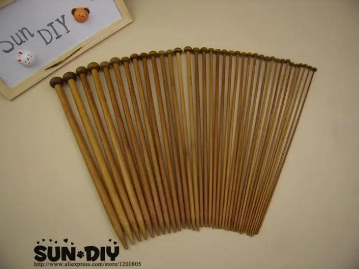 

Спицы для вязания бамбуковые, 25,35 см, 18 пар, 2,0-10,0 мм