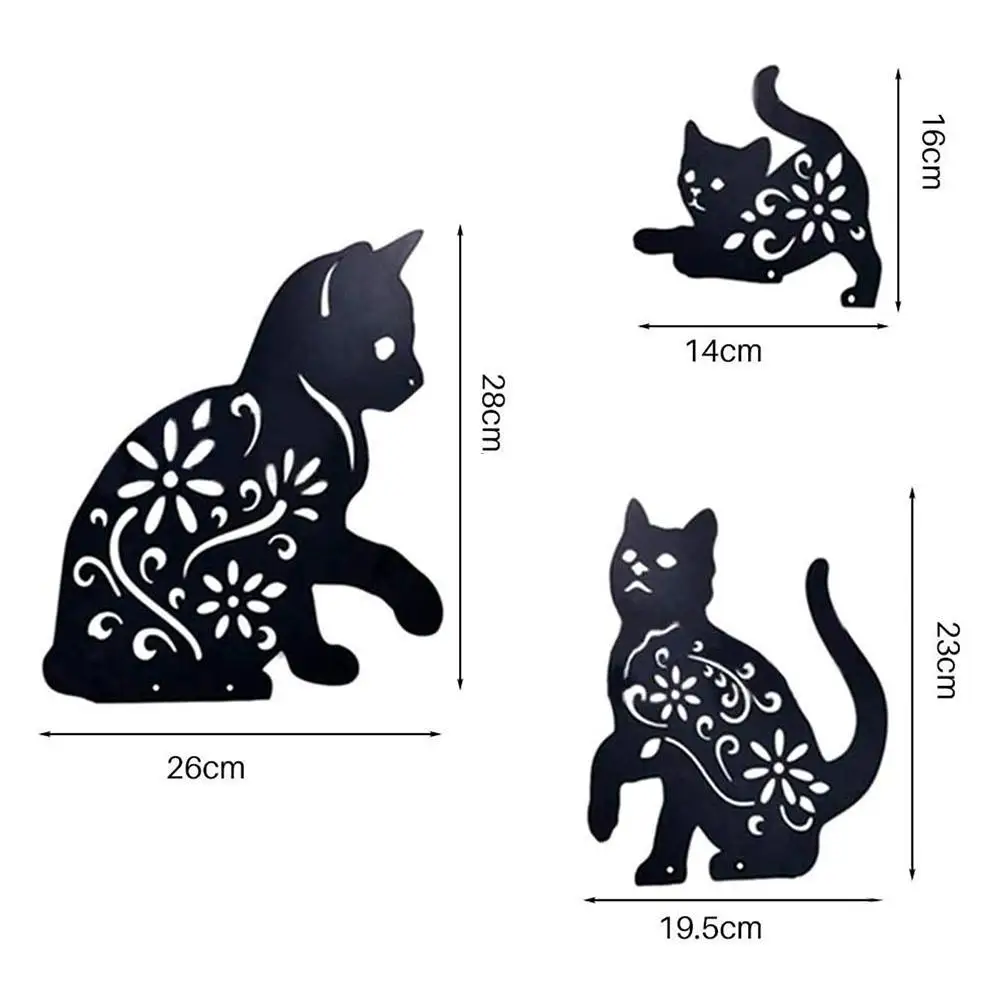 

1Pcs 2D Metal Cat Yard Art Garden Kitten Statue Peg Ground Decor Black For Outdoor Yard Decor Gift Manor Lawn Home Decoration