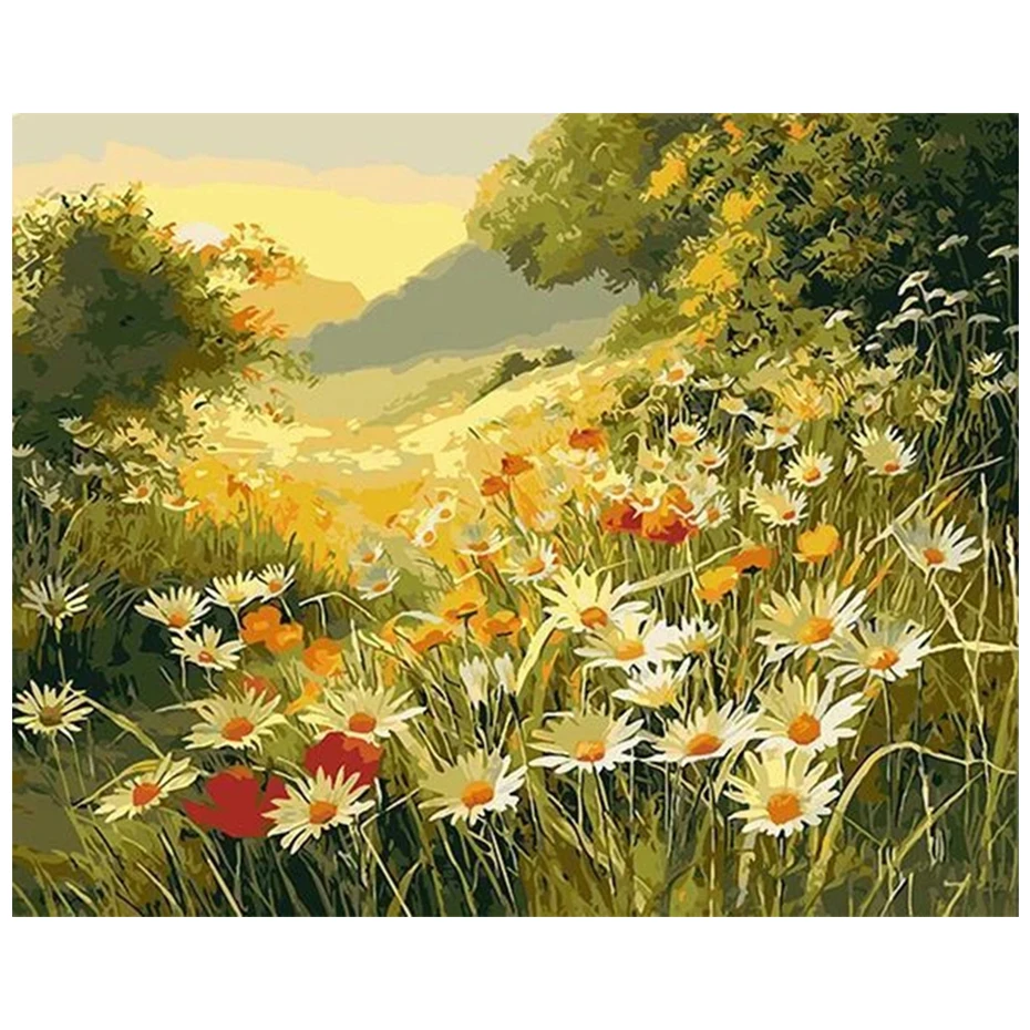 Набор для рисования по номерам на холсте цветы пейзаж | Дом и сад