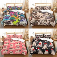 home textile luxury 3d pug dog print 23pcs comfortable duvet cover pillowcase bedding sets queen and king euusau size