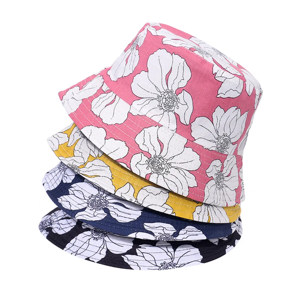 

Women Flower Double Sided Print Bucket Hat Foldable Sun Hat Cap Hip Hop Fishing Cap Outdoor Hat Gift Women's Summer Hat