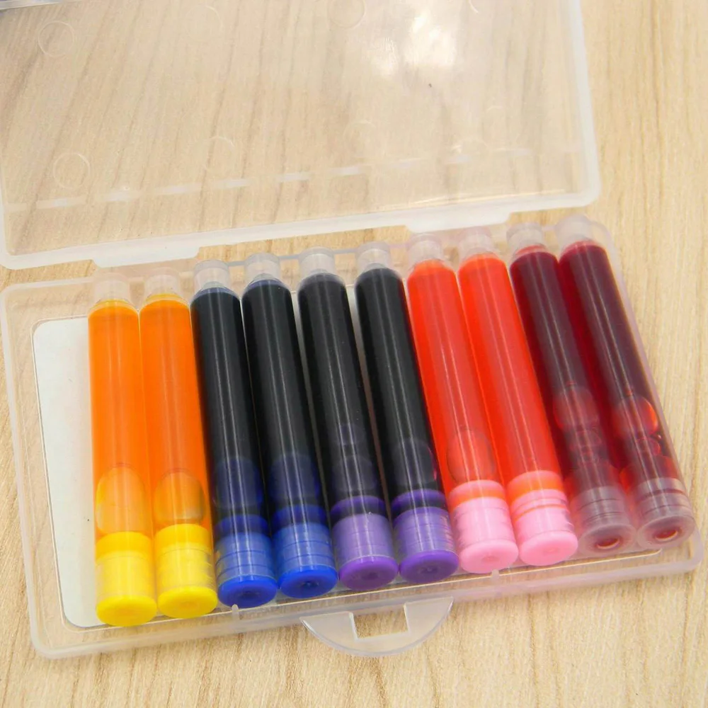 

High quality 3.4mm fountain pen Ink Cartridges 10pcs COLOR Blue or Black or red or green Stationery Office school supplies