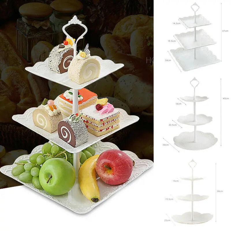 3-уровневый белый овальный поднос для закусок держатель торта свадебные тарелки
