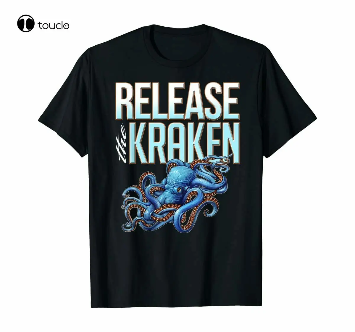 

Выпуск большой осьминог Монстр футболка Черная фотография