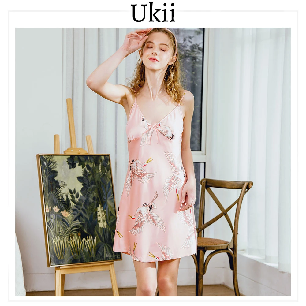 Шелковое шифоновое платье Ukii мини женское шелковое платье|Ночные сорочки и