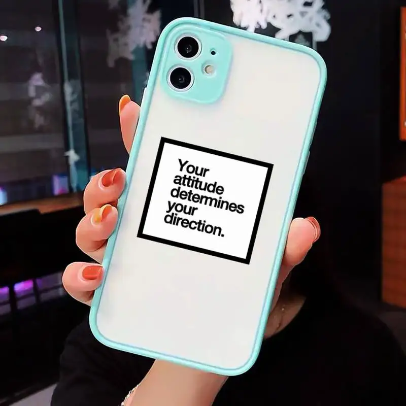 

Positive Good Vibe Happy Trust Phone Cases Matte transparent For blue iPhone 12 Mini 11 Pro XR XS Max 7 8 Plus X Back Cover