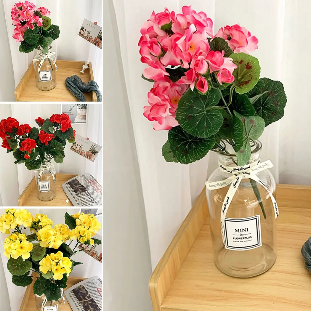 Artificial Geranium Red Pink Flowers Plant Plants Flower Decorative Arrangements For Photographic Sets | Дом и сад