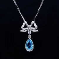 fashion womens necklace exquisite topaz pendant necklace s silver plated bow shape sweater necklace exquisite jewelry
