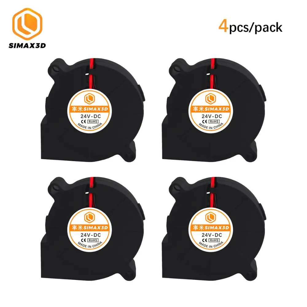 

4pcs DC 24V 5015 Cooling Turbo Fan Blower Fan Brushless 2Pin for Extruder DC Cooler Blower Part 50x50x15mm 3D Printer Parts Fan