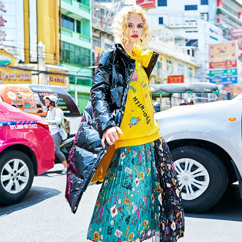 2019 зимние толстые пуховики с рисунком теплые длинные женские пальто | Женская