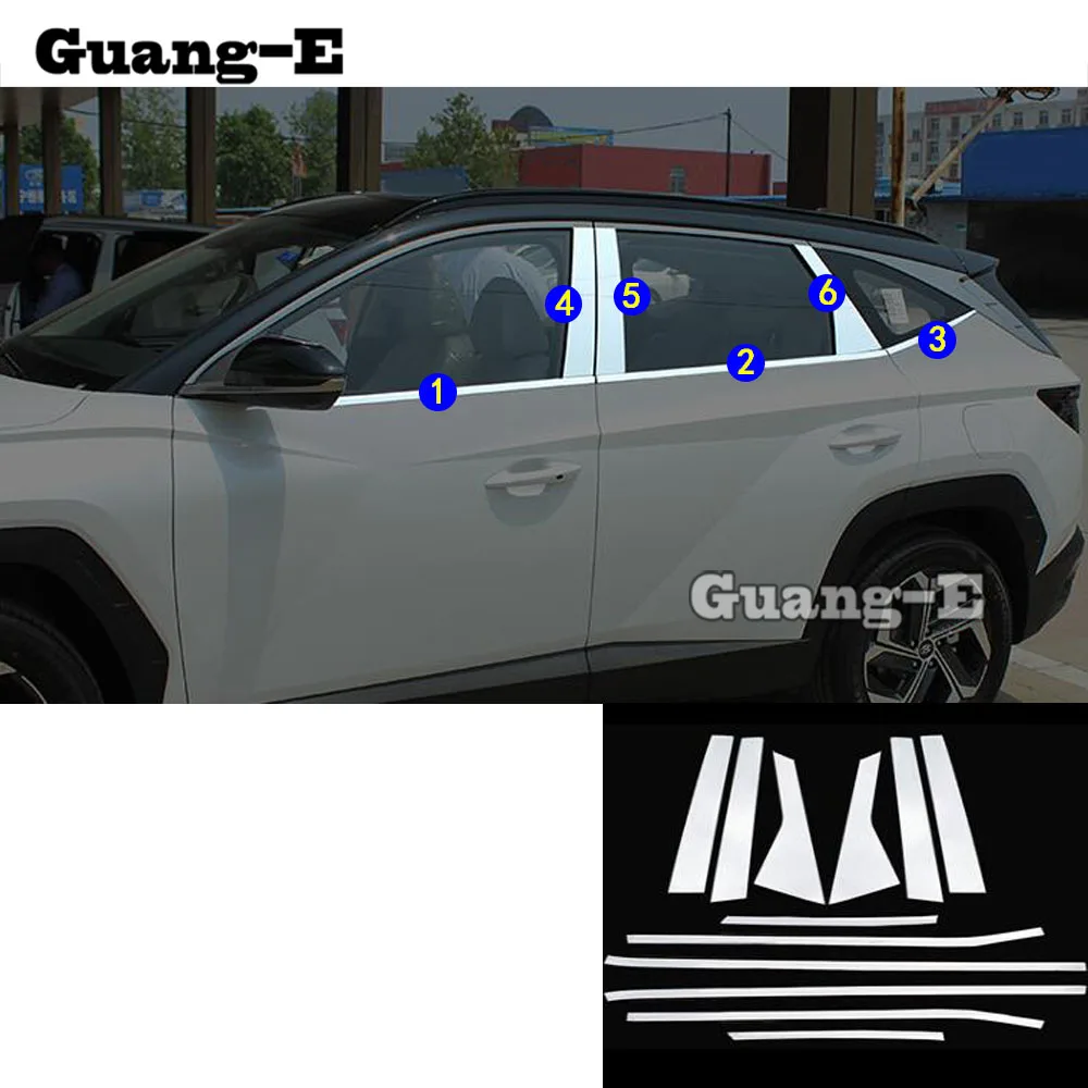 

Стикер для кузова автомобиля Hyundai Tucson L 2021 2022, украшение для стекла из нержавеющей стали, украшение для окна, столбик, средняя колонна, отдело...