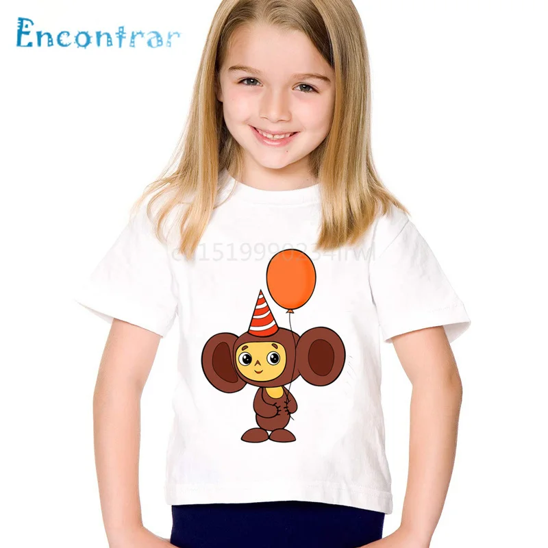 Футболка Чебурашка детская с русским мультяшным принтом летняя для мальчиков и