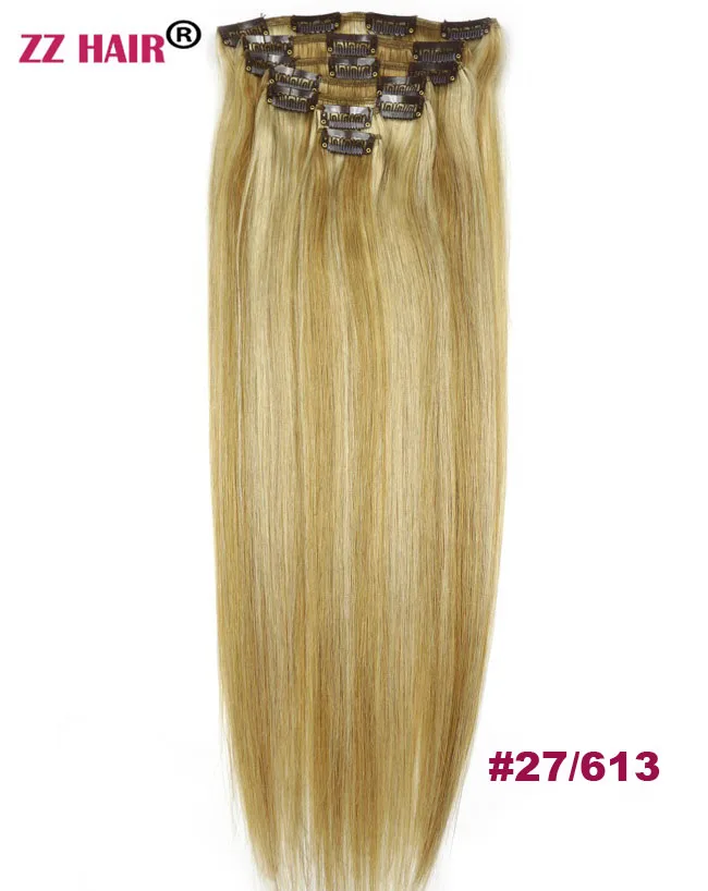 ZZHAIR 100 г-140 г 1"-24" волосы remy для машинного изготовления 7 шт. в наборе человеческие волосы для наращивания на всю голову набор Натуральные Прямые Волосы