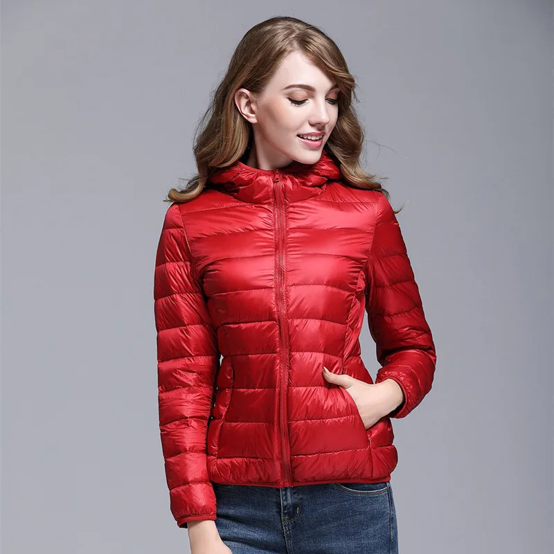 Новинка 2019 зимние женские модные тонкие толстовки с капюшоном куртки на белом