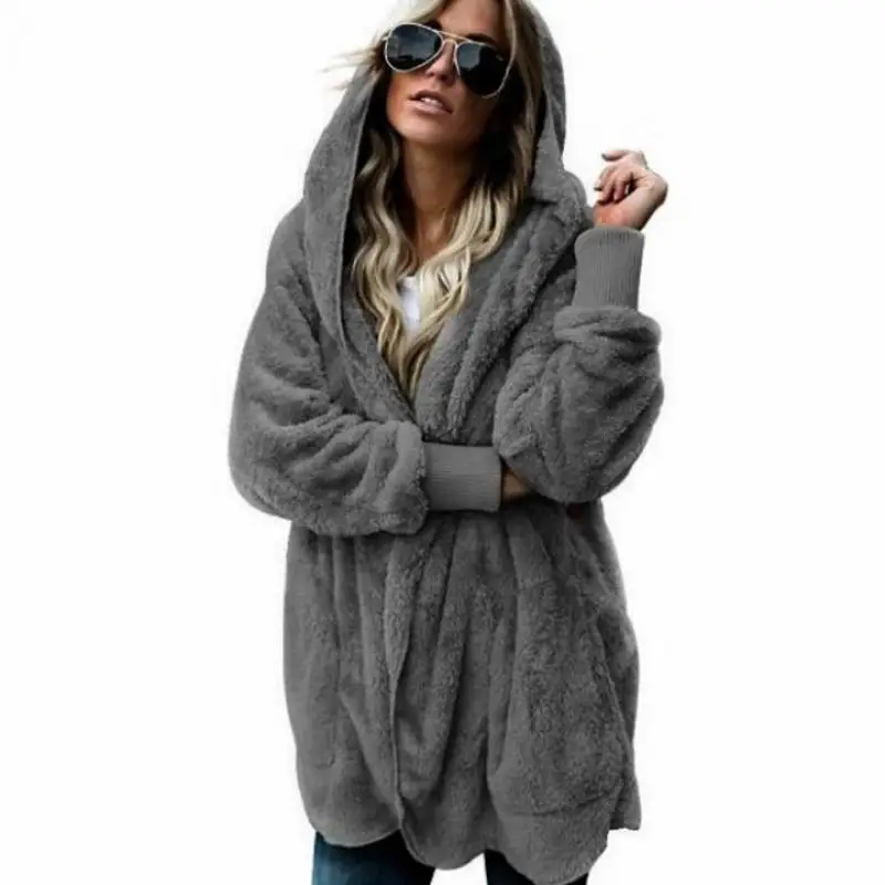 

Winter Cotton Warm High Street Coat Women Hoodies Loose Wear On Both Sides Cardigan Pocket Women's Sweatshirt