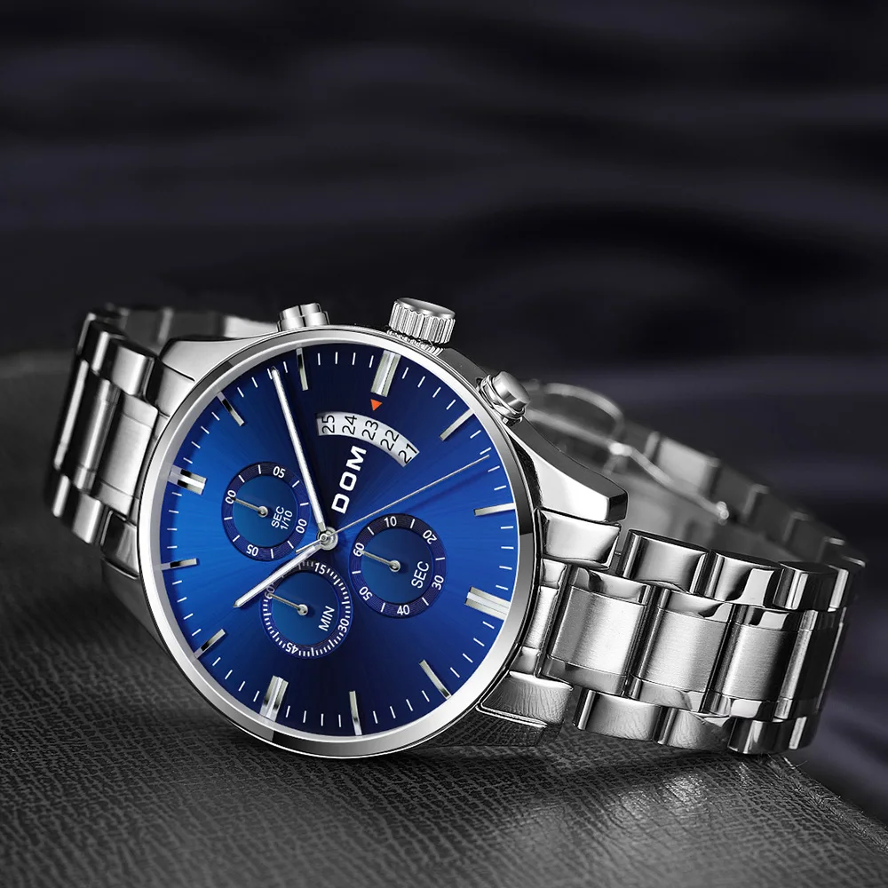 DOM новая стильная мужская спортивная рубашка с короткими рукавами часы