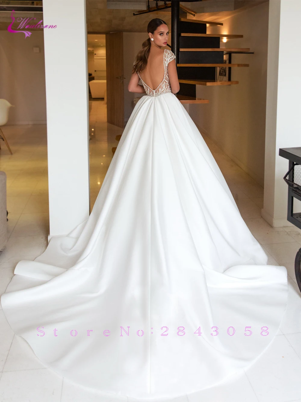 Красивое свадебное платье-трапеция с бисером Элегантное Атласное искусственное