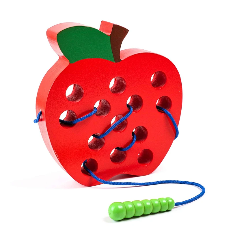 

Worm Eat Apple Maze Toy Early Learning&Educational Wooden Threading Toy Wooden Puzzle Toys For Childen Baby Kids