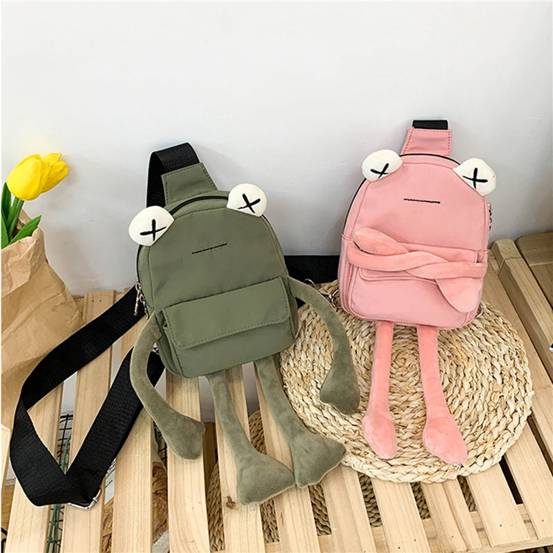 new personality girl small bag tide cartoon cute frog casual messenger bag chest unisex shoulder crossbody women bag wholesale free global shipping