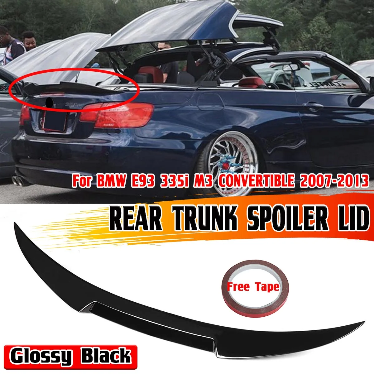 

ABS M4 Style Car Rear Upper Trunk Boot Lip Spoiler Wing Lip Trunk Spoiler Boot Wing For BMW E93 335i M3 CONVERTIBLE 2007-2013