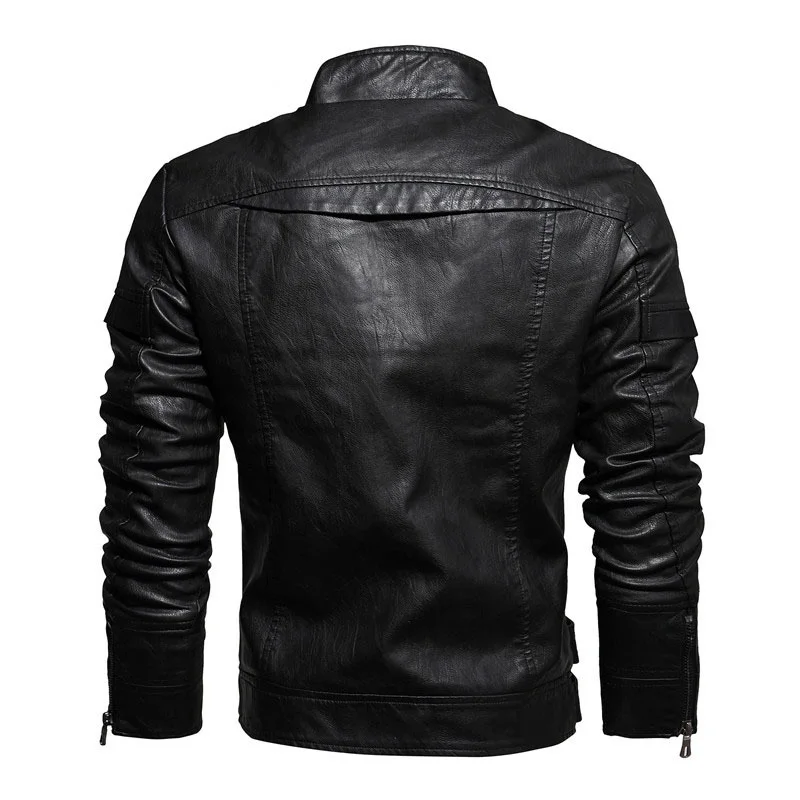 

Vintage Leather Jacket Men Winter Jacket Men Faux Leather Coat Fleece Thick Warm Stand Collar PU Motorcycle Jacket Size M-5XL