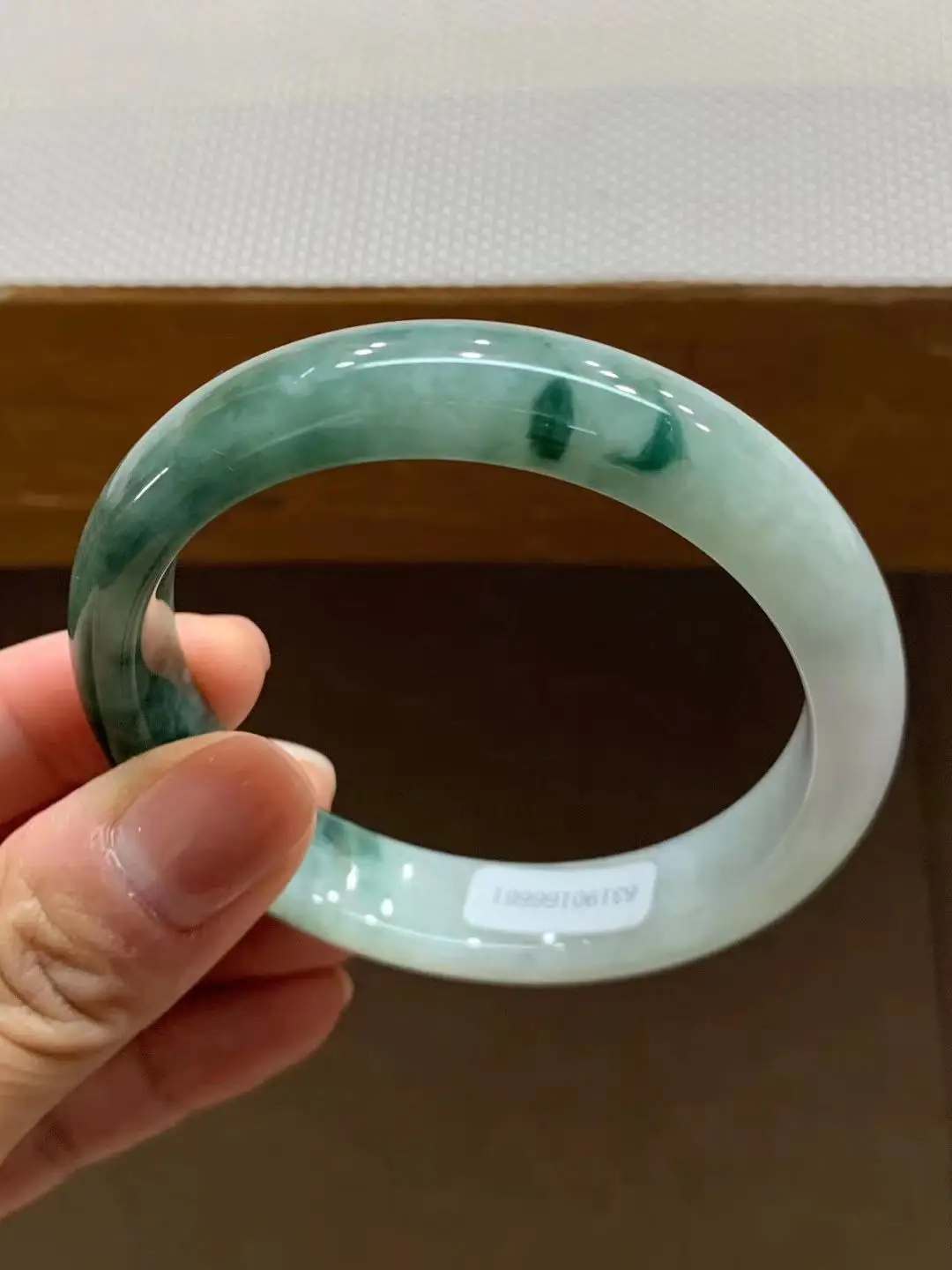 

Zheru Jewelry Natural Burmese Jade Light 54-64mm Blue Flower Bracelet Elegant Princess Jewelry Best Gift for Mother and Girlfrie