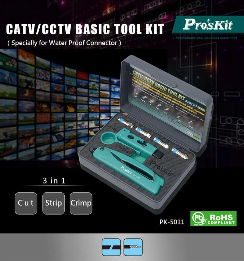 

Инструмент для зачистки кабеля Proskit, осмотр и ремонт кабеля CATV/CCTV, базовый набор инструментов для установки, резки, зачистки и обжима
