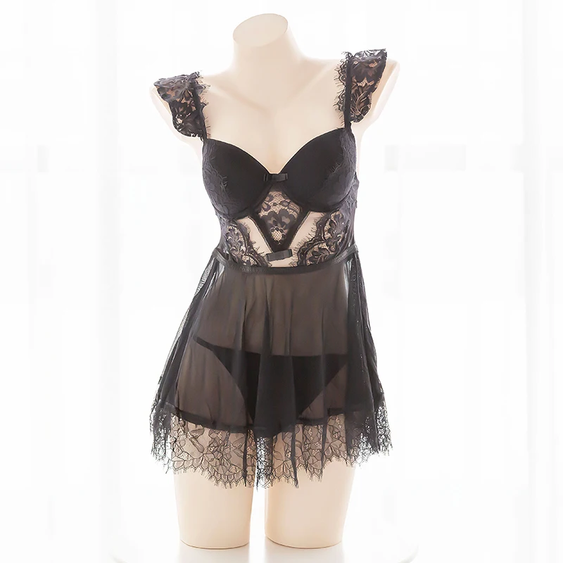

5 Type Night Girl Sexy Underwear Vest Garters Corselet Sleepwear Cosplay Lolita Perspective Hollow out Nightdress Lingerie Set