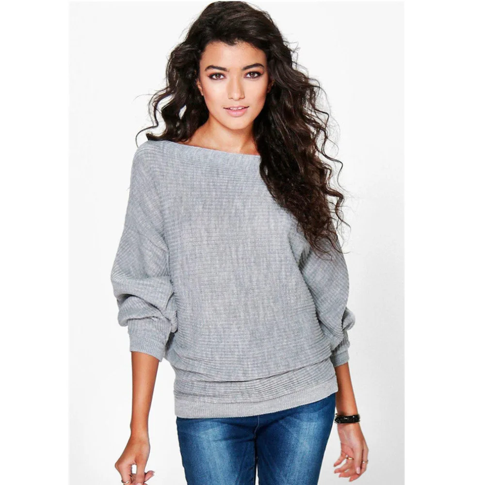 

Bigsweety Autumn Winter Warm Knitted Sweater Women Casual Long Batwing Sleeve Solid Pullovers Woman Female Thin Sweate Clothes
