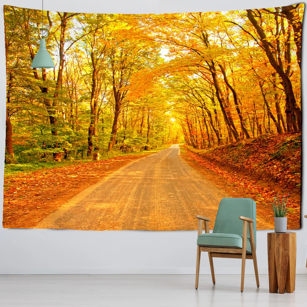 

Palm Paulownia Bamboo Forest Wall Hanging Landscape Painting Tapestry Living Room Ins Simple Background Cloth Decor